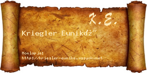 Kriegler Euniké névjegykártya